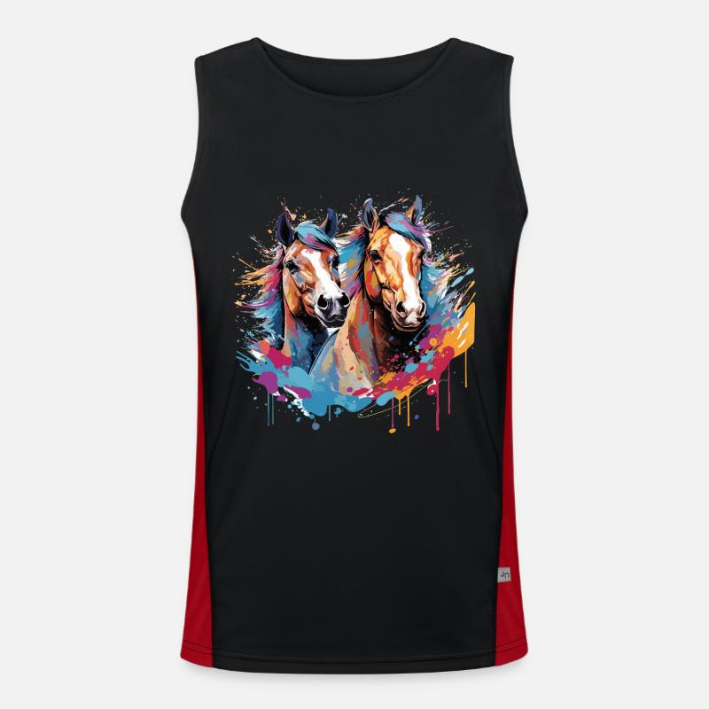 Pferde, Pferde Funktionelles Kontrast-Tank Top für Männer 