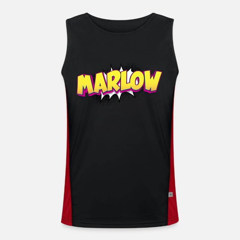 Marlow benutzerdefinierter Name Comic-Stil Pop-Art, Funktionelles Kontrast-Tank Top für Männer 