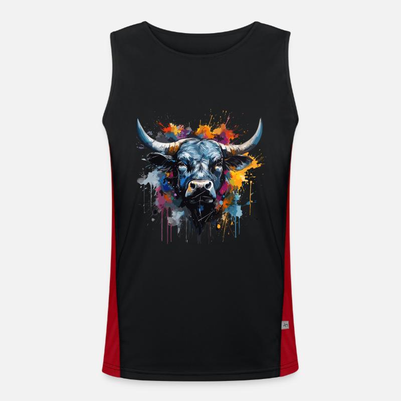 Kampfkuh, Schweizer Walliser Herdenskuh Funktionelles Kontrast-Tank Top für Männer 