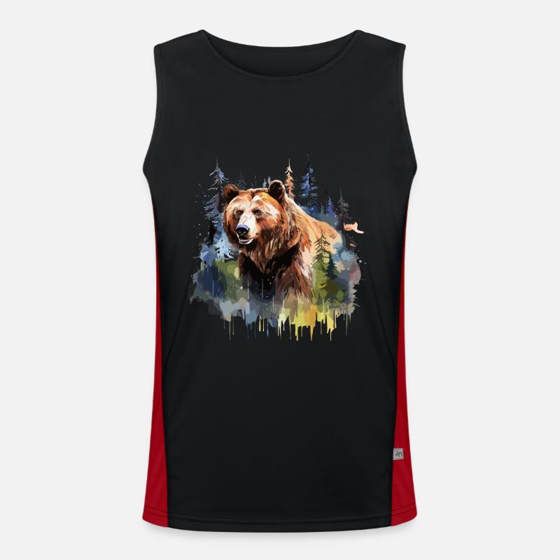 Grizzly bear, ours brun Débardeur respirant contrasté Homme 