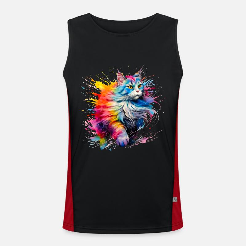 Katze, Maine Coon Funktionelles Kontrast-Tank Top für Männer 