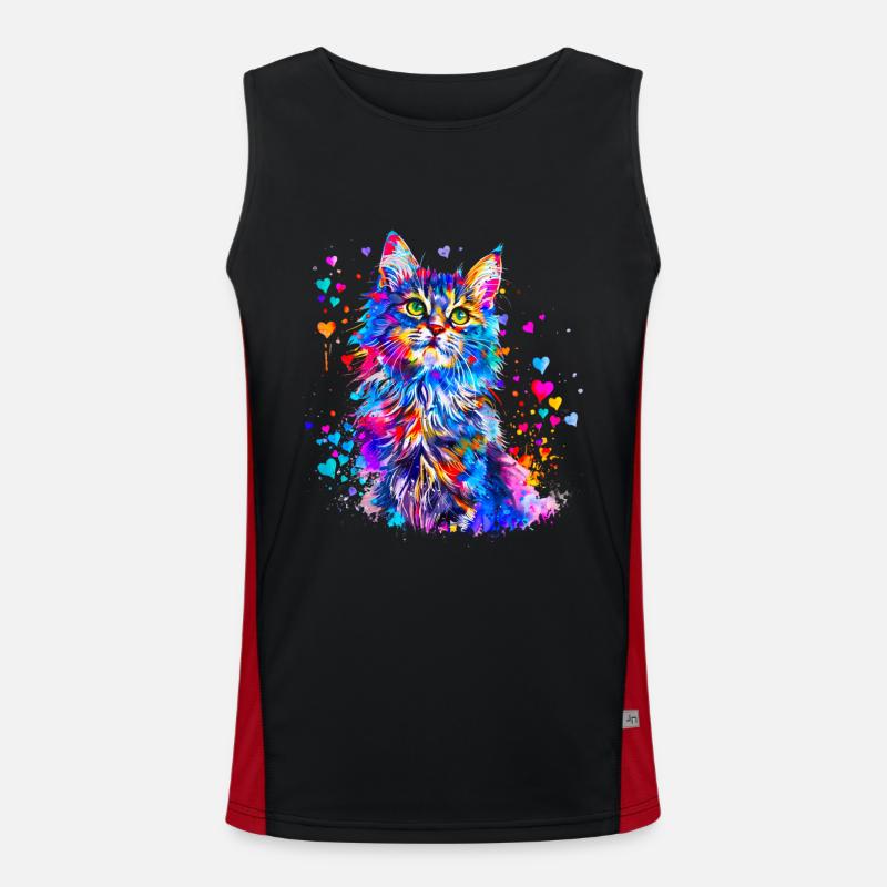 Chat mignon avec des coeur Débardeur respirant contrasté Homme 