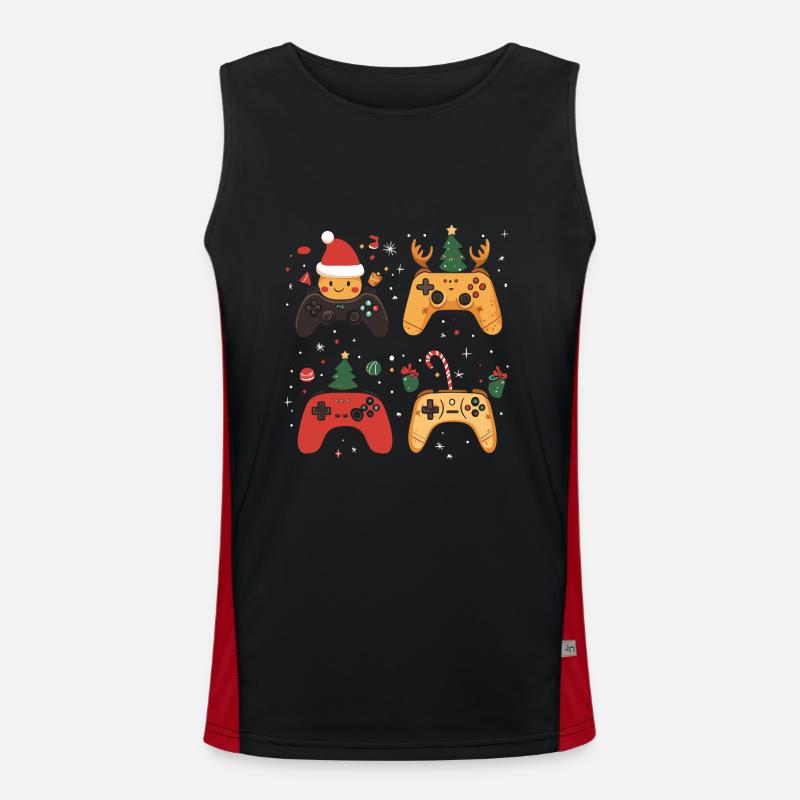 Gaming Controller mit Weihnachtsdekoration Funktionelles Kontrast-Tank Top für Männer 