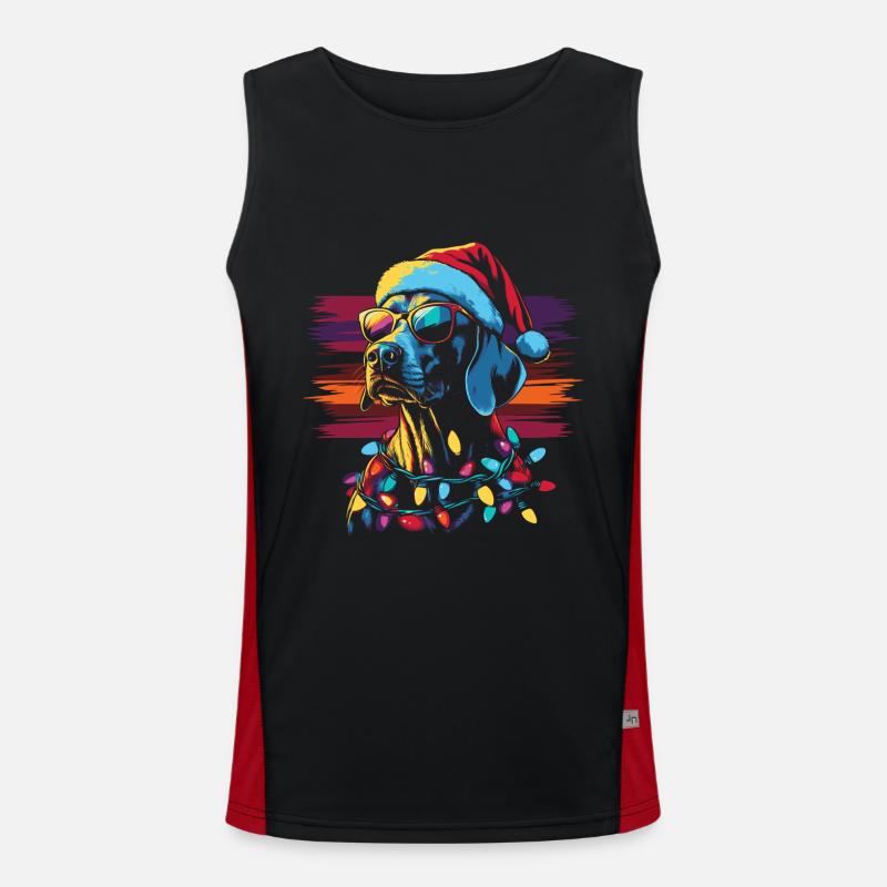 Cool Weimaraner at Christmas Men's Functional Contrast Tank Top 
