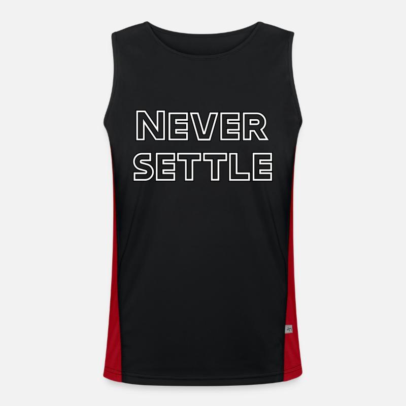 Never settle – Motivational Men's Functional Contrast Tank Top 