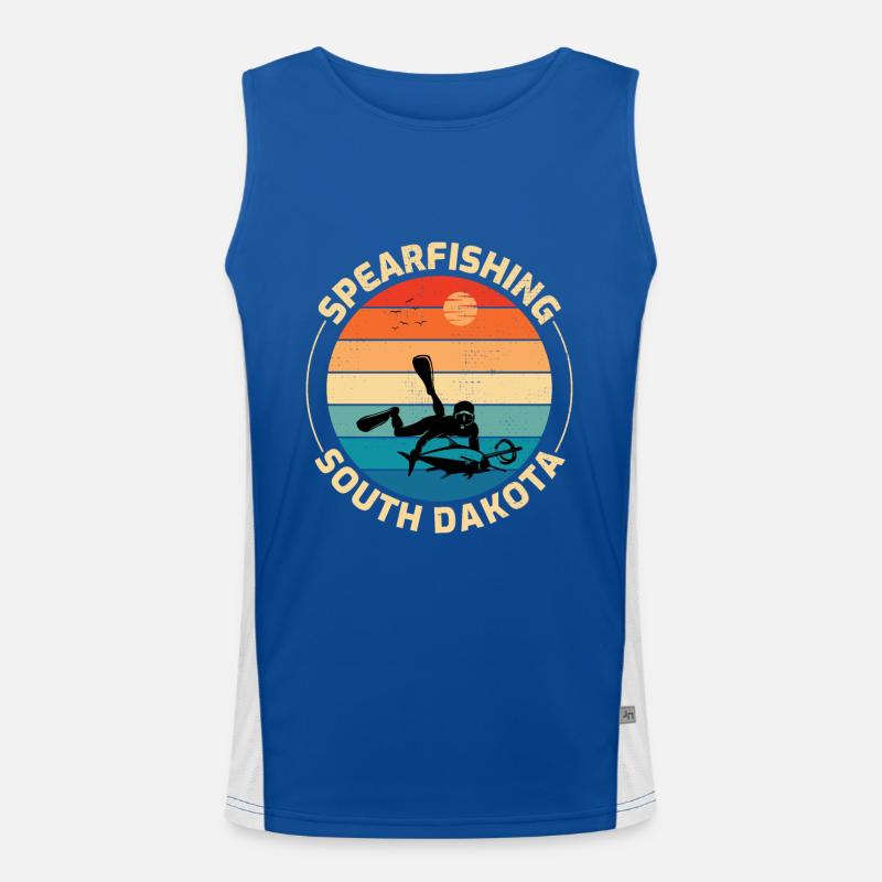 Speerfischen Speerfischen Speerfischer Fischen Funktionelles Kontrast-Tank Top für Männer 