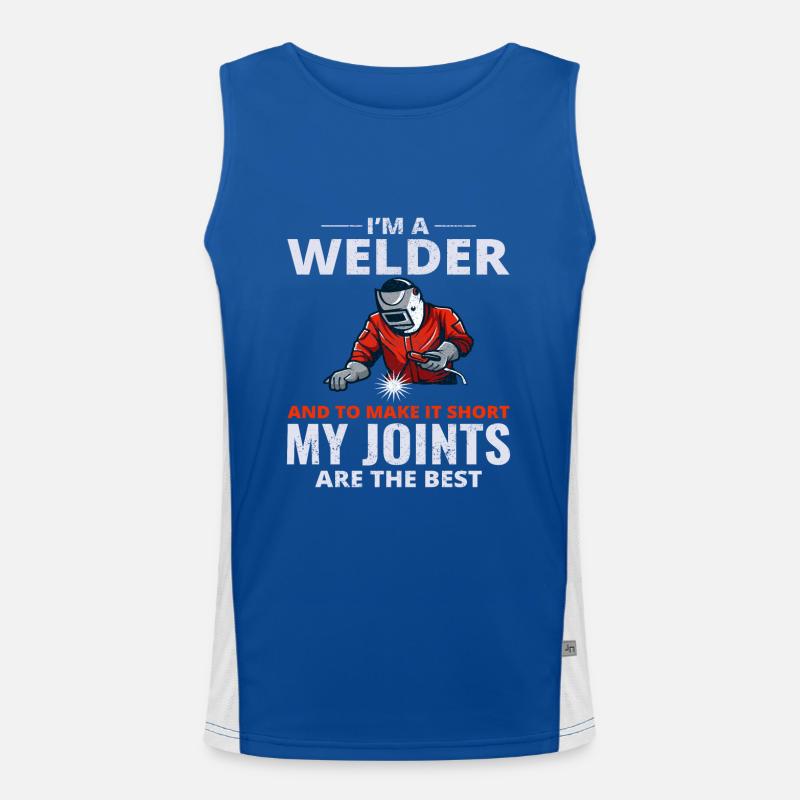 Welding Welder Metal Construction Ironworker Men's Functional Contrast Tank Top 
