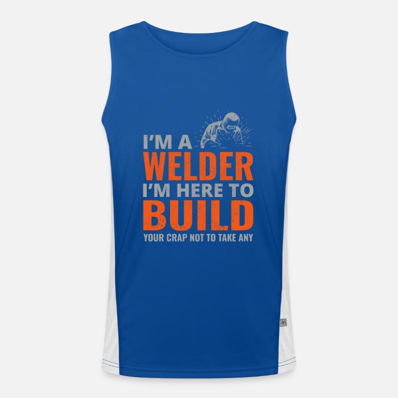 Weld Welding Welder Metal Construction Ironworker Men's Functional Contrast Tank Top 
