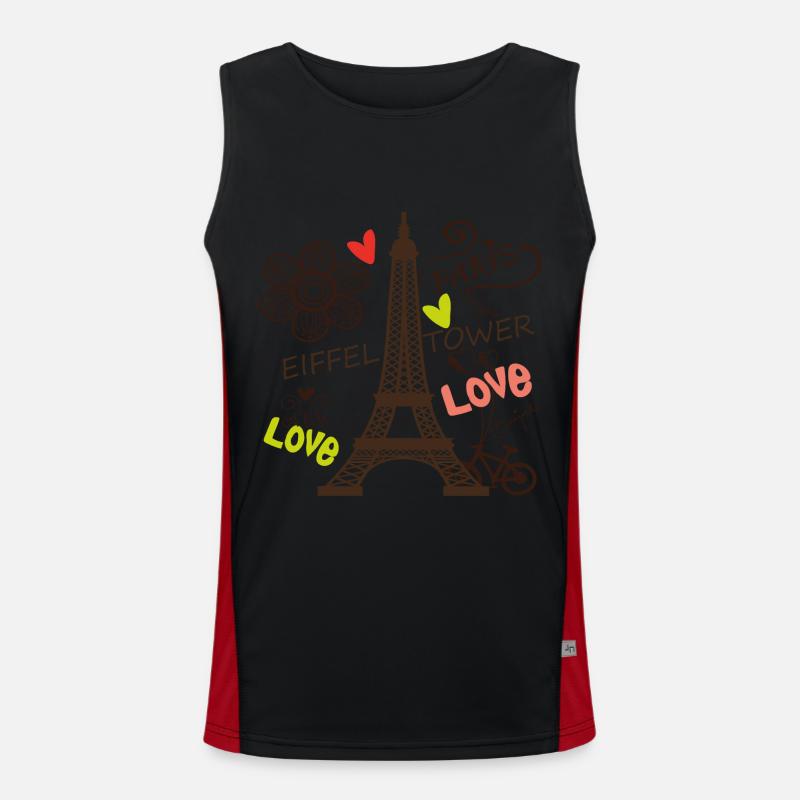 Paris Eiffelturm Arc de Triomphe Liebe aus Frankre Funktionelles Kontrast-Tank Top für Männer 