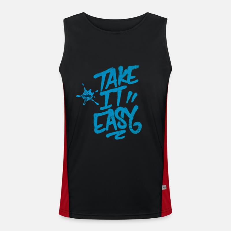 Take It Easy Paris - Men's Functional Contrast Tank Top  - black/red
