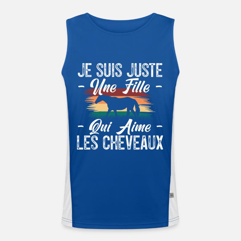 Cadeau cavalière. Amoureuse du cheval. Débardeur respirant contrasté Homme 