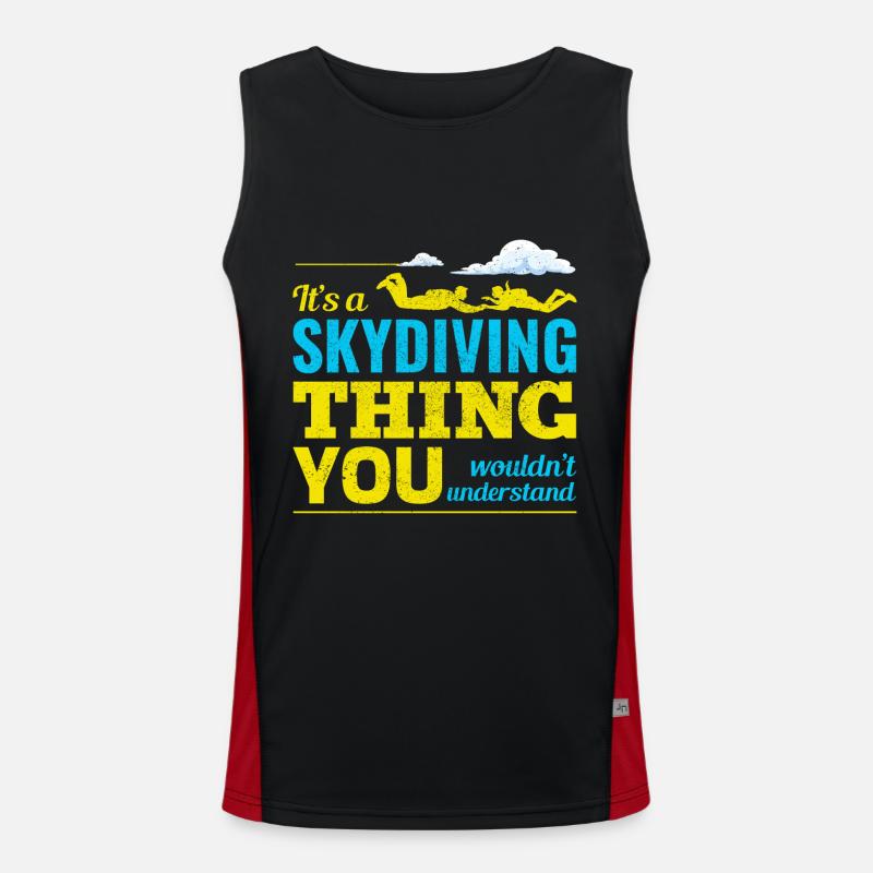 Skydiving Parachute Skydive Skydiver Parachuting Men's Functional Contrast Tank Top 