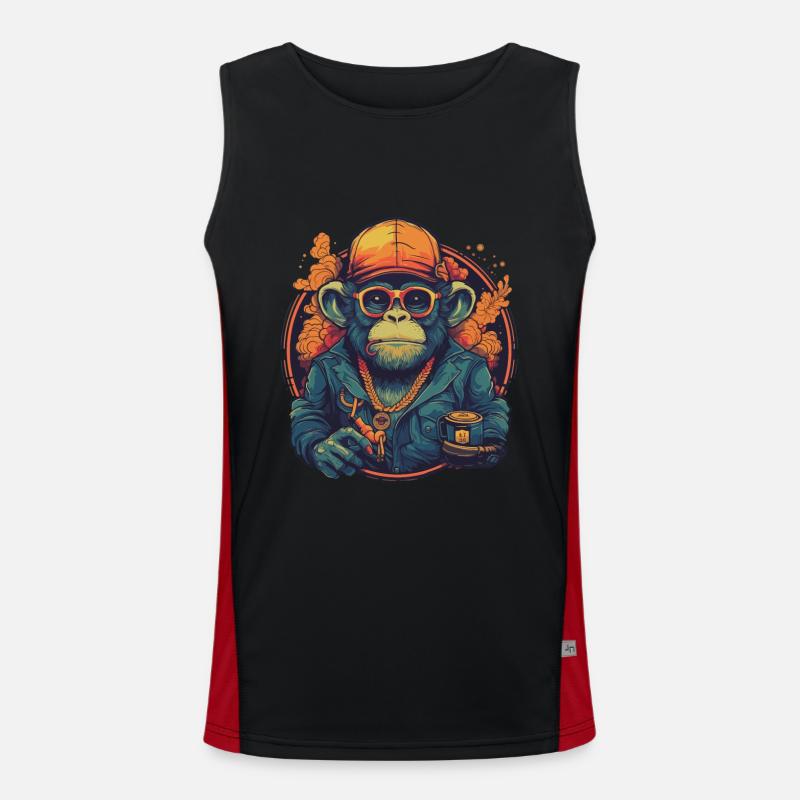 Design Monkey Monkey Trip with Mug Vintage Vibes Men's Functional Contrast Tank Top 