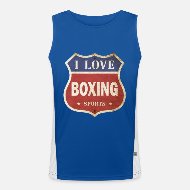 J’adore la boxe boxe boxe match vintage bouclier route Débardeur respirant contrasté Homme 