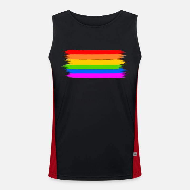 Regenbogen Regenbogenfahne Funktionelles Kontrast-Tank Top für Männer 