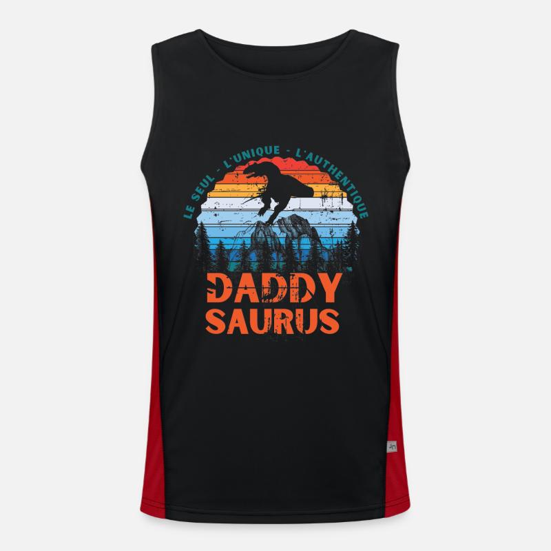 Papa Saurus Funktionelles Kontrast-Tank Top für Männer 
