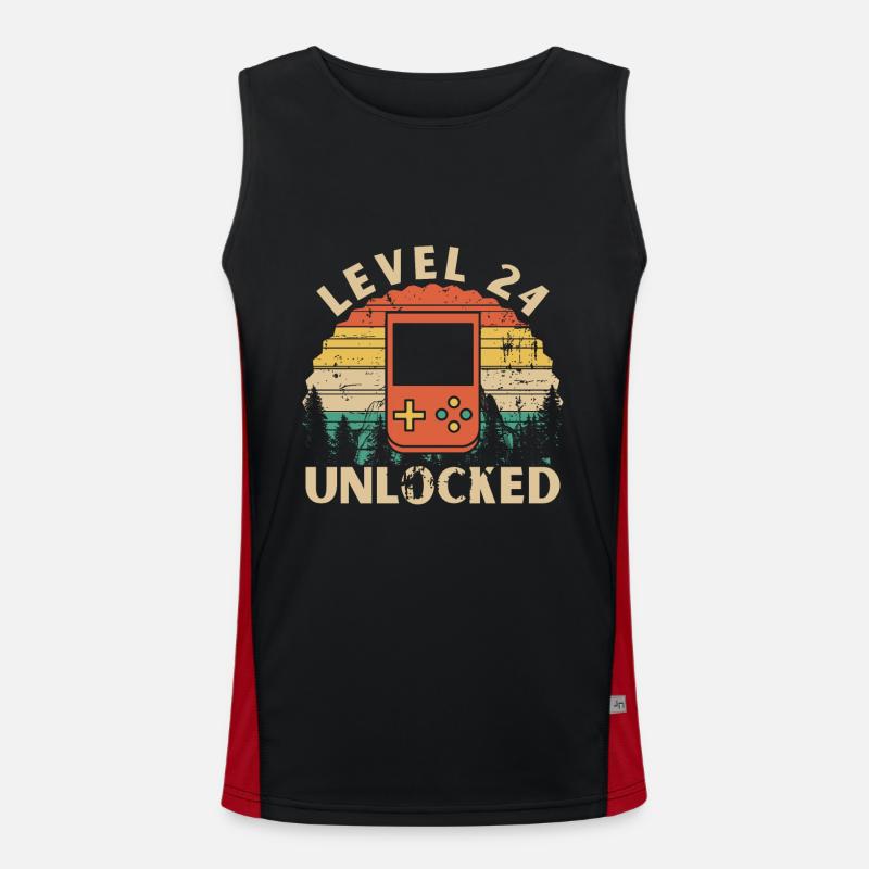 Level 24 Unlocked - Men's Functional Contrast Tank Top  - black/red