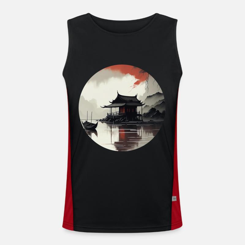 Asian landscape Men's Functional Contrast Tank Top 