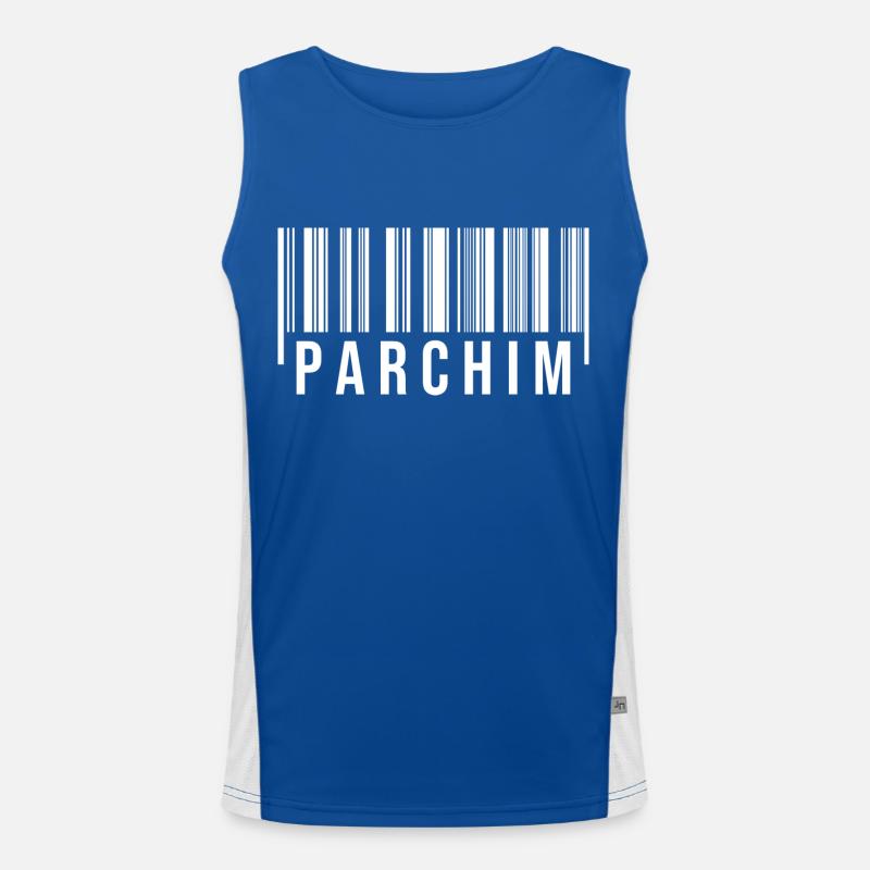 Parchim Strichcode Funktionelles Kontrast-Tank Top für Männer 