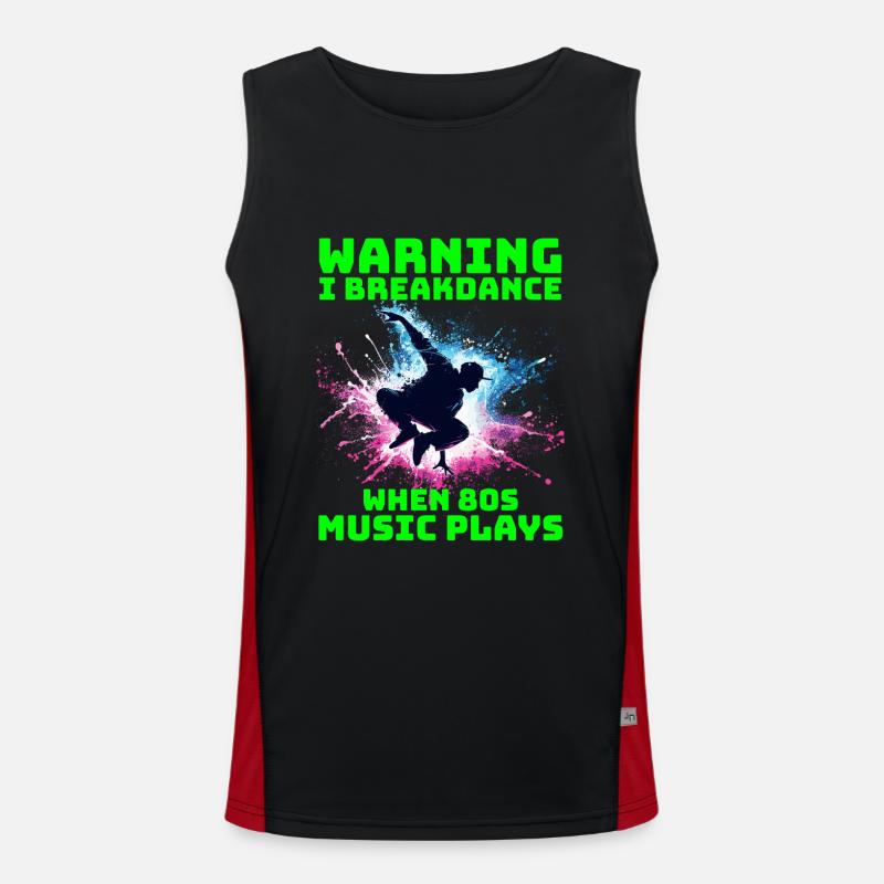 80s Breakdancer Silhouette - Neon Dance Moves Men's Functional Contrast Tank Top 