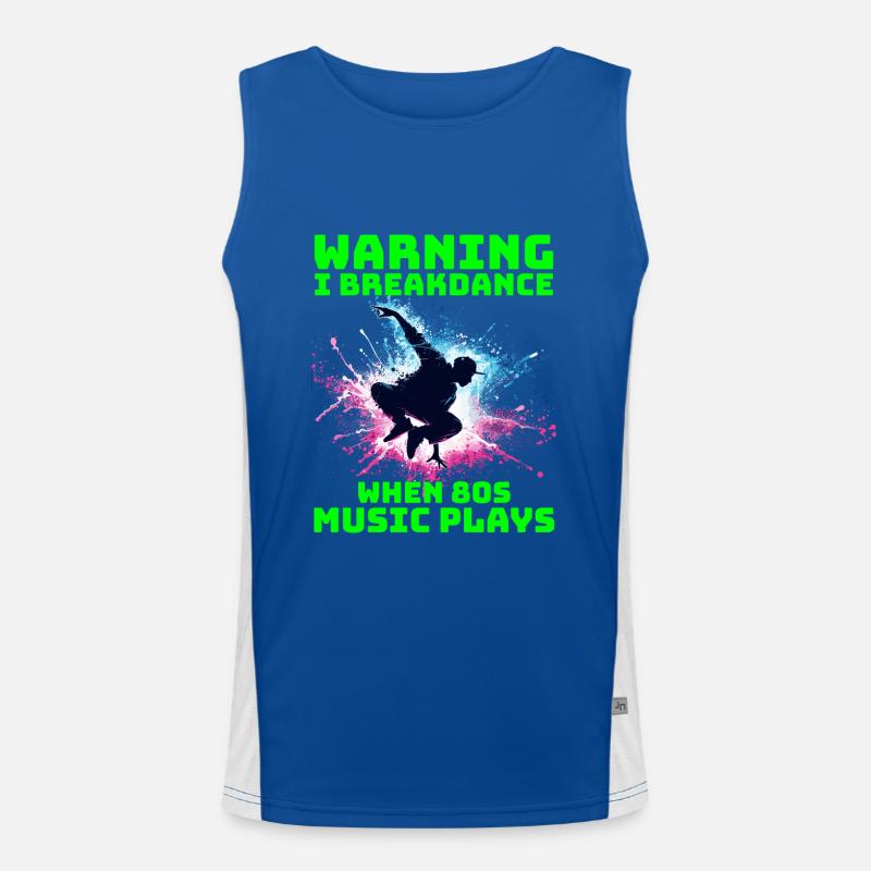 80er Jahre Breakdancer Silhouette - Neon Dance Moves Funktionelles Kontrast-Tank Top für Männer 