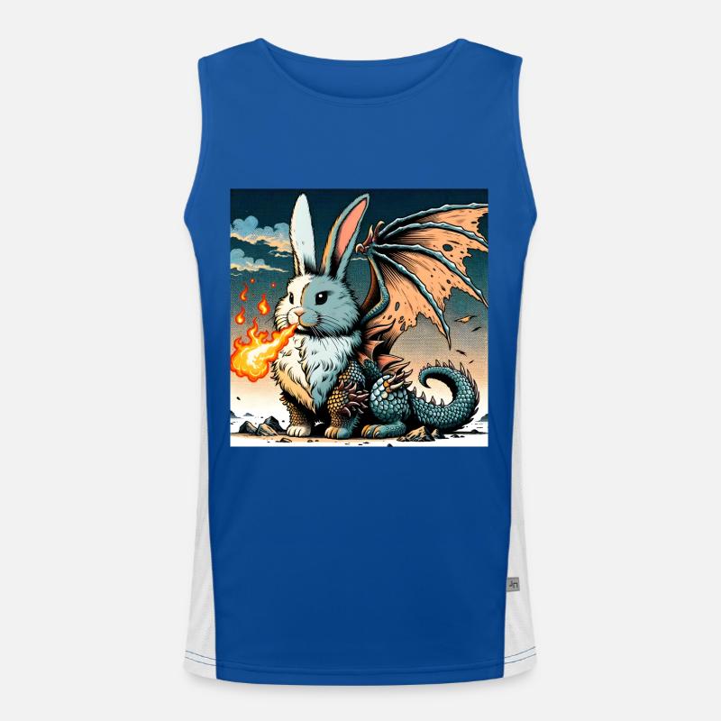 Fire Breathing Bunny Dragon #01 Men's Functional Contrast Tank Top 