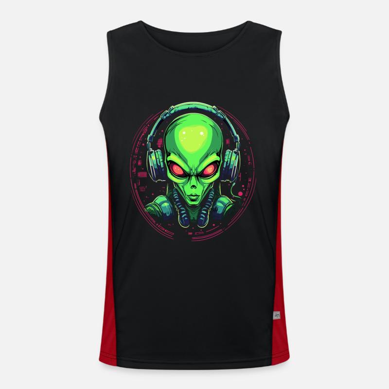 Alien avec des écouteurs Extraterrestrial DJ Music Débardeur respirant contrasté Homme
