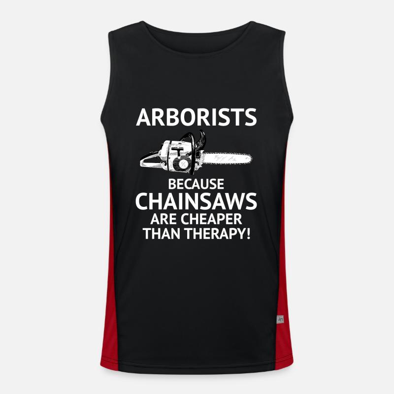 Baumpfleger Baumkletterer Klettertrimmer Kettensäge Funktionelles Kontrast-Tank Top für Männer 