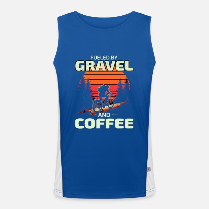 Sunset Gravel Riding : Alimenté par le gravier et le café Débardeur respirant contrasté Homme 