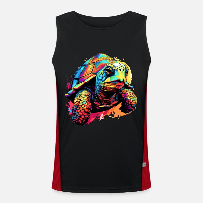 Bunte Schildkröte Farbkleckse Farbspritzer Funktionelles Kontrast-Tank Top für Männer 