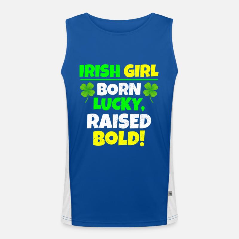 Glücklich geboren, aufgewachsen, mutiges irisches Mädchen St. Patricks Day Funktionelles Kontrast-Tank Top für Männer 