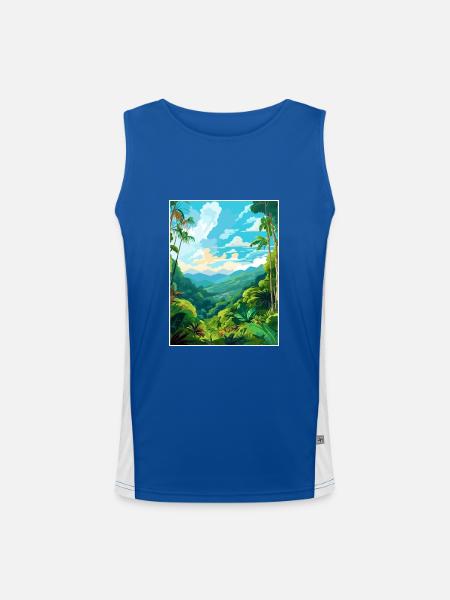 Amazone Rainforest Vintage voyage affiche Souvenir - Débardeur respirant contrasté Homme  - bleu/blanc - Devant