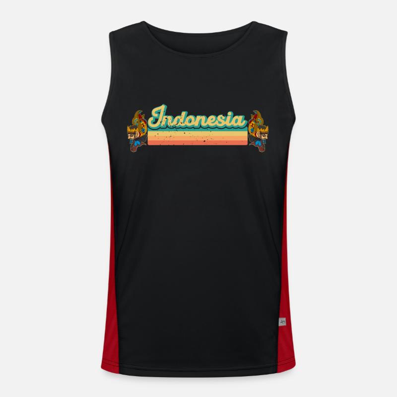 Indonesien Tropisch Wayang Bali Java Ozeanien Funktionelles Kontrast-Tank Top für Männer 