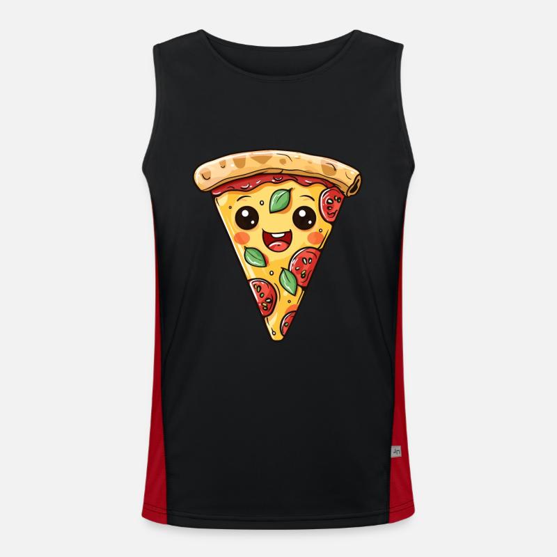 DRÔLE DE VISAGE DE PIZZA AMATEUR DE RESTAURATION RAPIDE Débardeur respirant contrasté Homme 