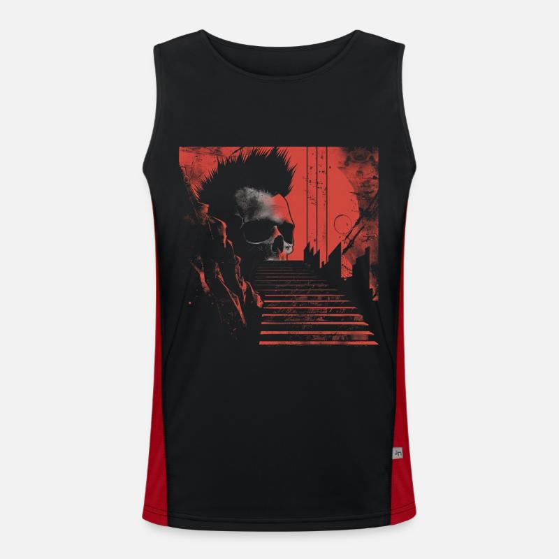 Punk Rock Skull Explosion Tee Men's Functional Contrast Tank Top 