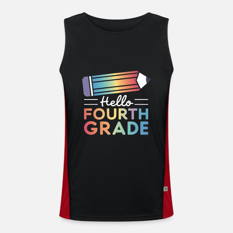 Hello Fourth Grade Funktionelles Kontrast-Tank Top für Männer 