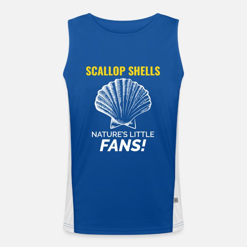 Scallop Seashells Collector Beachcomber Shellfish Men's Functional Contrast Tank Top 