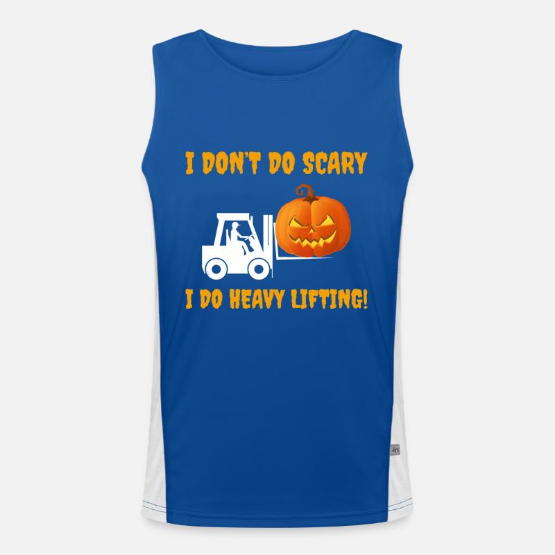Halloween Ghost Forklift Operator Pumpkin Funny Men's Functional Contrast Tank Top 