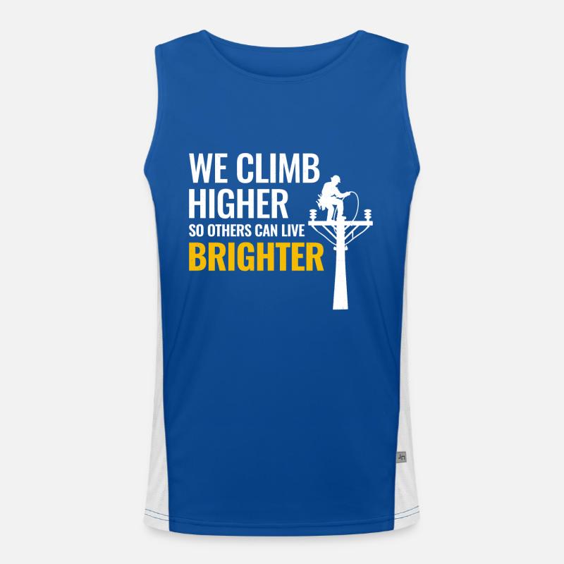 Lineman Climb Higher Bright Future Power Grid Men's Functional Contrast Tank Top 