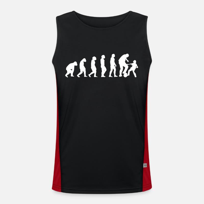 Vater Sohn Fußball Familie Kind Daddy Evolution Funktionelles Kontrast-Tank Top für Männer 
