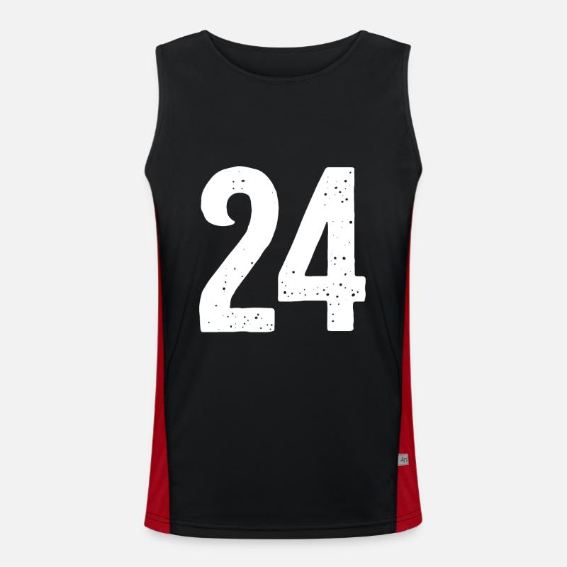 24 Numbers White Men's Functional Contrast Tank Top 