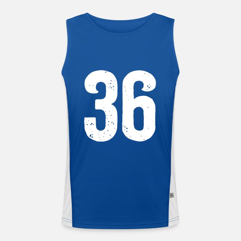 36 Numbers White Men's Functional Contrast Tank Top 