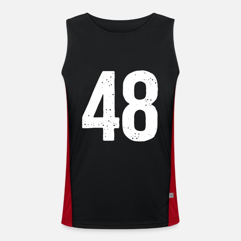 48 Numbers White Men's Functional Contrast Tank Top 