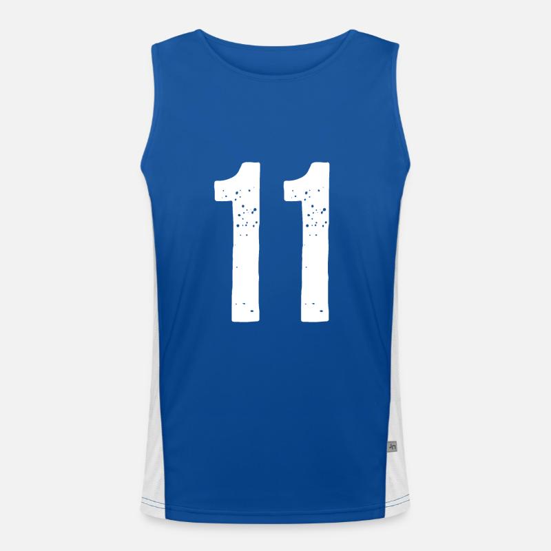 11 Numbers White Men's Functional Contrast Tank Top 