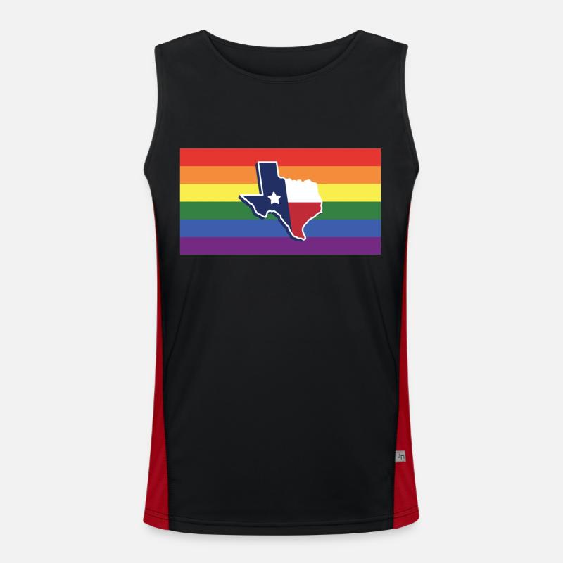 Texas Map Pride Flag Design for Proud LGBT+ Men's Functional Contrast Tank Top 