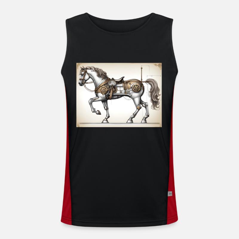 Mechanical Horse #2 - Men's Functional Contrast Tank Top - black/red