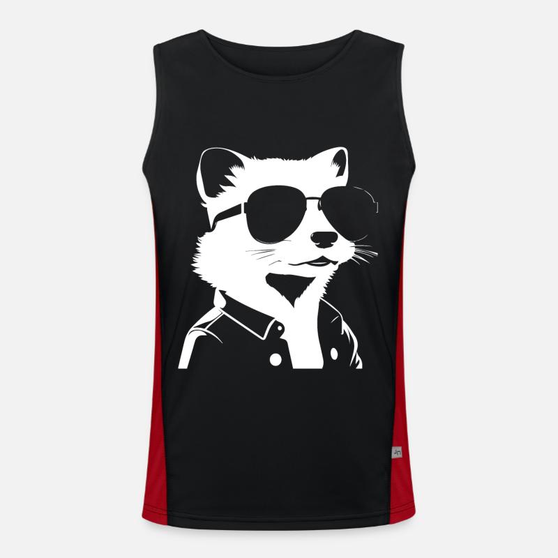 Frettchen mit Sonnenbrille Coole Frettchen Funktionelles Kontrast-Tank Top für Männer 