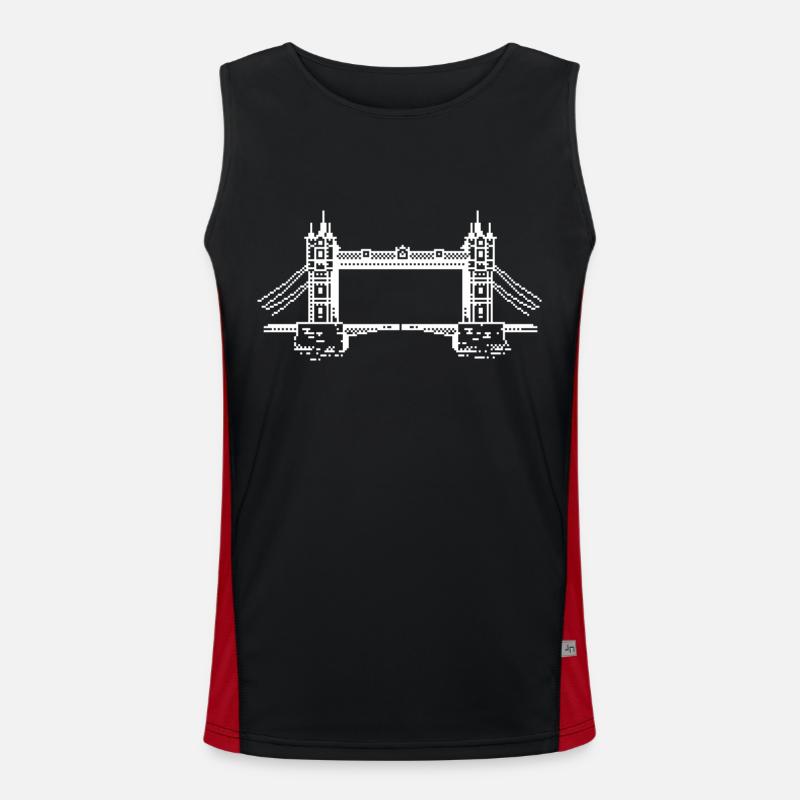 1Bit Pixel Tower Bridge - Men's Functional Contrast Tank Top  - black/red