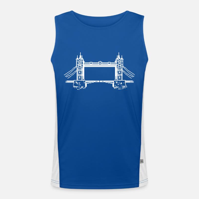 1Bit Pixel Tower Bridge Men's Functional Contrast Tank Top 