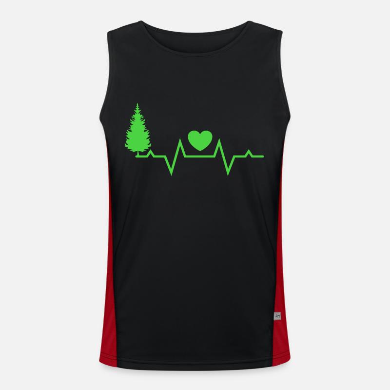 Baum Wald Herzschlag Puls Funktionelles Kontrast-Tank Top für Männer 